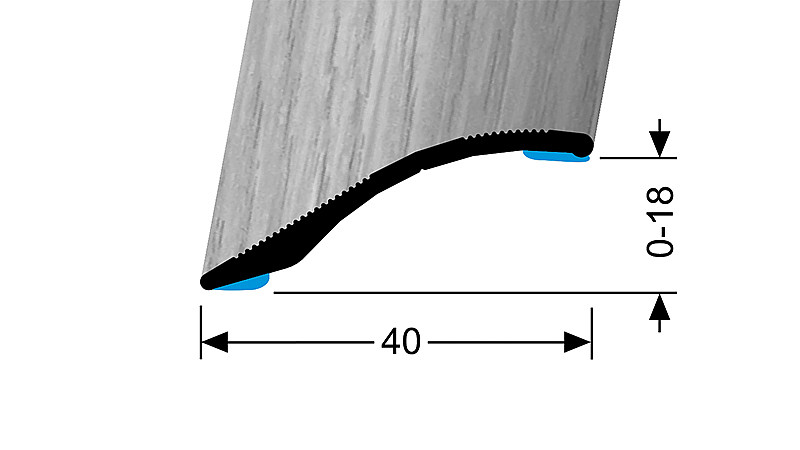 Prechodový profil 40 mm, oblý (samolepiaci) | nivelácia 0 - 18 mm | Küberit 247 H/SK