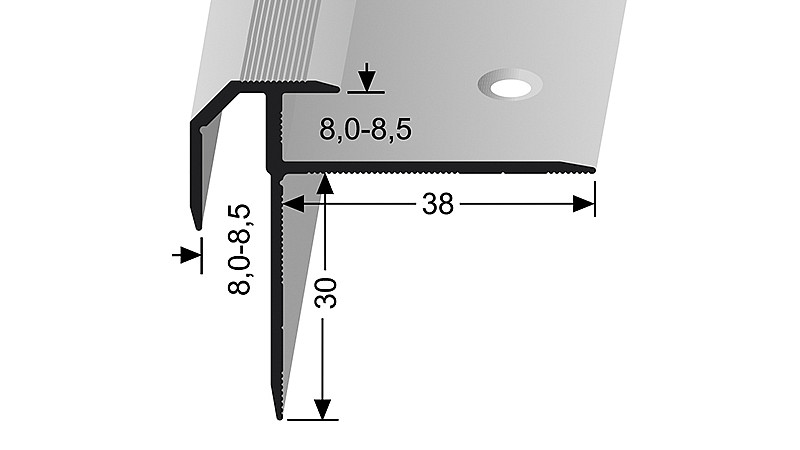 Schodový profil pre krytiny do 8,5 mm (skrutkovací) | Küberit 838