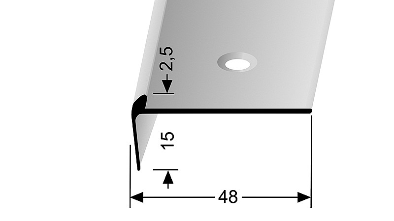 Schodový profil pre krytiny do 2,5 mm (skrutkovací) | Küberit 859