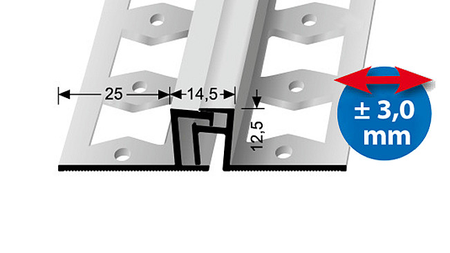 Dilatačný profil pre krytiny do 12,5 mm (skrutkovací) | Küberit 323 G