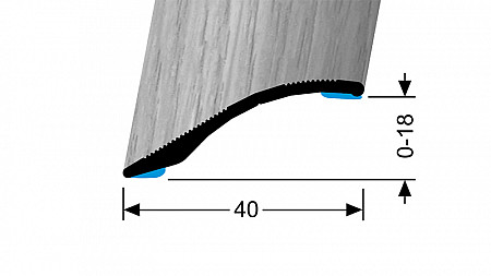 Prechodový profil 40 mm, oblý (samolepiaci) | nivelácia 0 - 18 mm | Küberit 247 H/SK