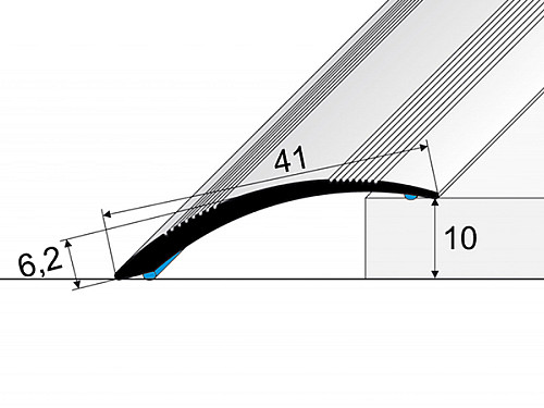 Prechodový profil 41 mm, oblý (samolepiaci) | nivelácia 0 - 10 mm