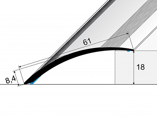 Prechodový profil 61 mm, oblý (samolepiaci) | nivelácia 0 - 18 mm