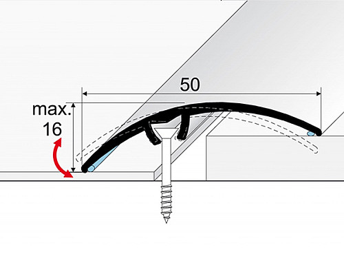 Prechodový profil 50 mm, oblý (narážací) | nivelácia 0 - 16 mm
