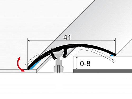 Prechodový profil 41 mm, oblý (samolepiaci narážací) | nivelácia 0 - 8 mm