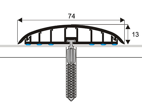 Prechodový profil 74 mm, oblý (samolepiaci narážací) | pre vedenie káblov