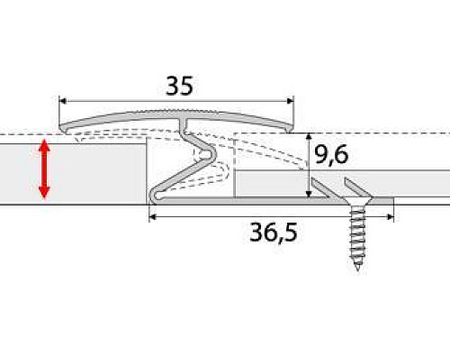 Prechodový spojovací profil 35 mm pre krytiny do 10 mm, oblý (skrutkovací)