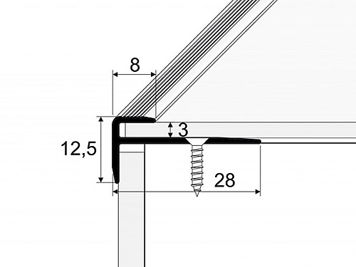 Schodový profil 8 mm pre krytiny do 3 mm (skrutkovací)