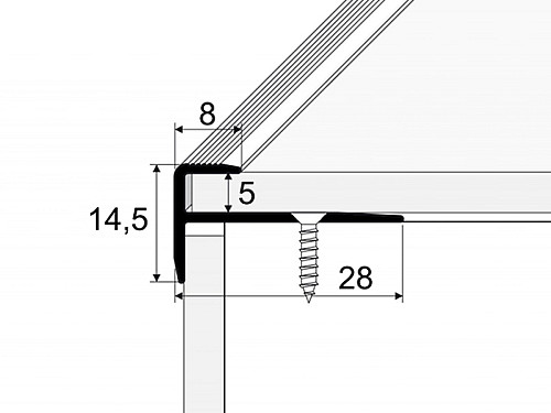 Schodový profil 8 mm pre krytiny do 5 mm (skrutkovací)