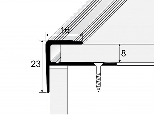 Schodový profil 16 mm pre krytiny do 8 mm (skrutkovací)