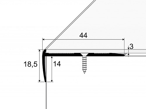 Schodový profil pre krytiny do 3 mm (skrutkovací)