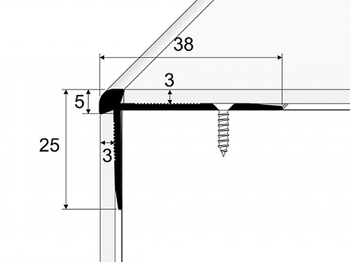 Schodový profil pre krytiny do 3 mm (skrutkovací)