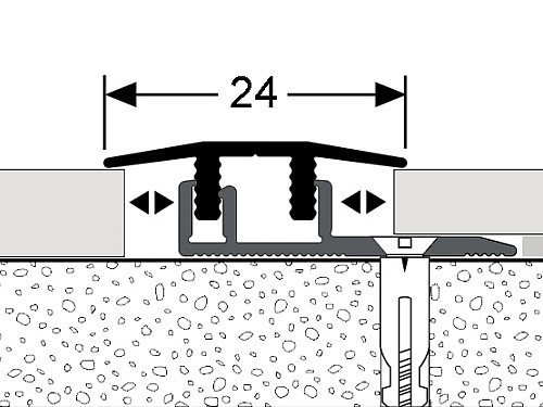 Prechodový profil 24 mm pre krytiny do 7,5 mm (narážacie / skrutkovacie) | nivelácia 4 - 12 mm