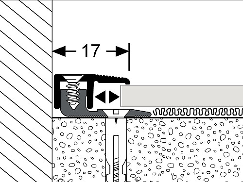 Ukončovací profil 17 mm pre krytiny do 9,5 mm (skrutkovací) | nivelácia 4 - 12 mm